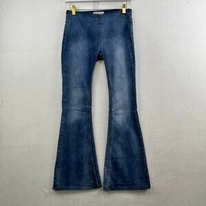 Free People, Pull On Stretch Flare Leg Denim Blue Jeans, Women's 28R